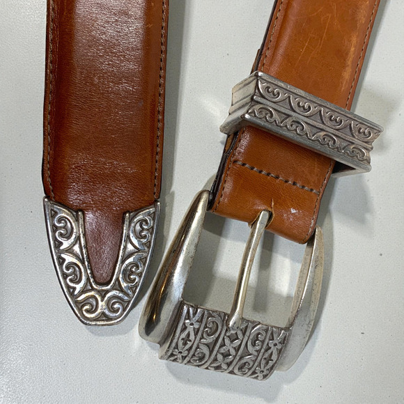 Vintage 1995 Brighton Museum Collection Leather Belt Sz M 43407 Roman Heart